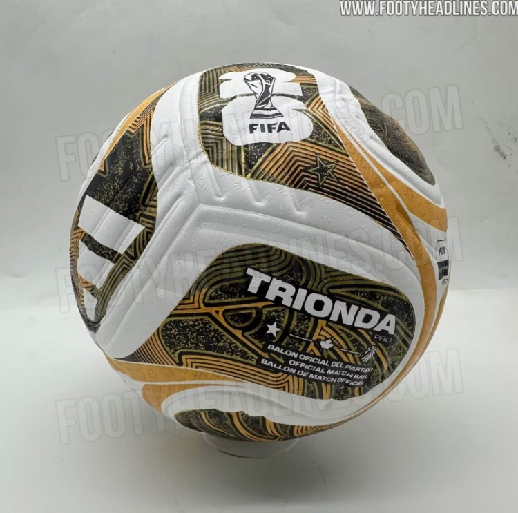 谁能踢上？世界杯决赛用球谍照：白色为底，搭配金色和黑色细节
